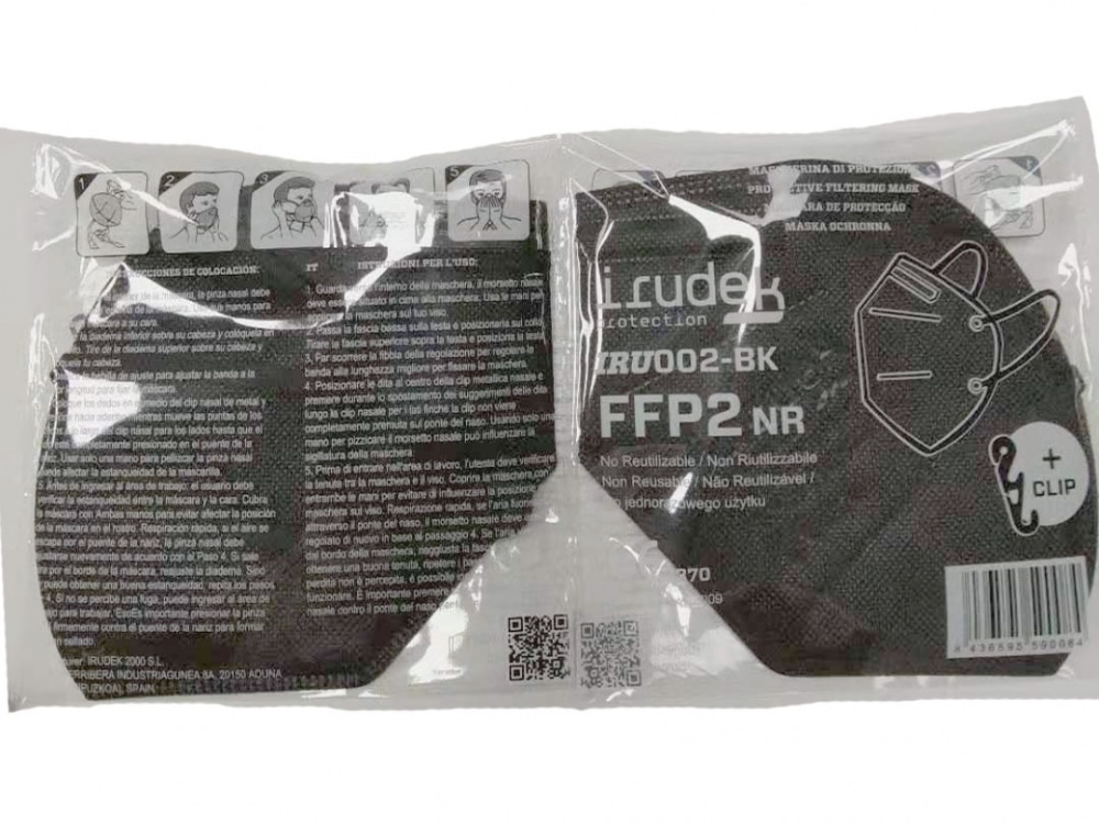 Mascherina FFP2 nera Irudek  Detergenza Professionale Online - DPO